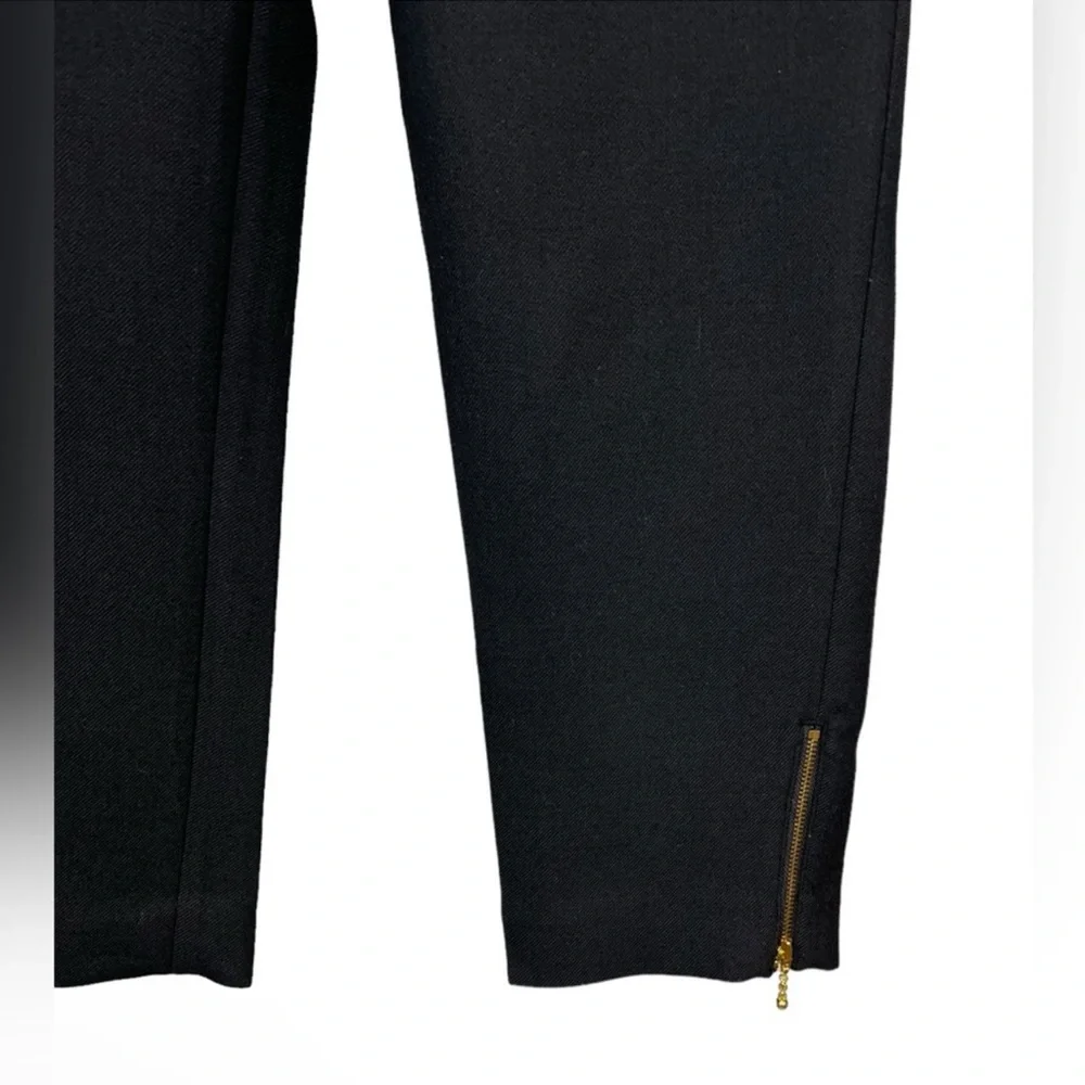 Kate Spade New York Wool blend Crop Black Pants Gold Zippers Sz 6